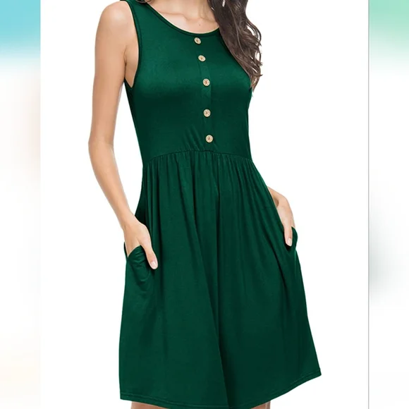 Dresses | Womens Sleeveless Swing Dress With Pockets In Forest Green |  Poshmark